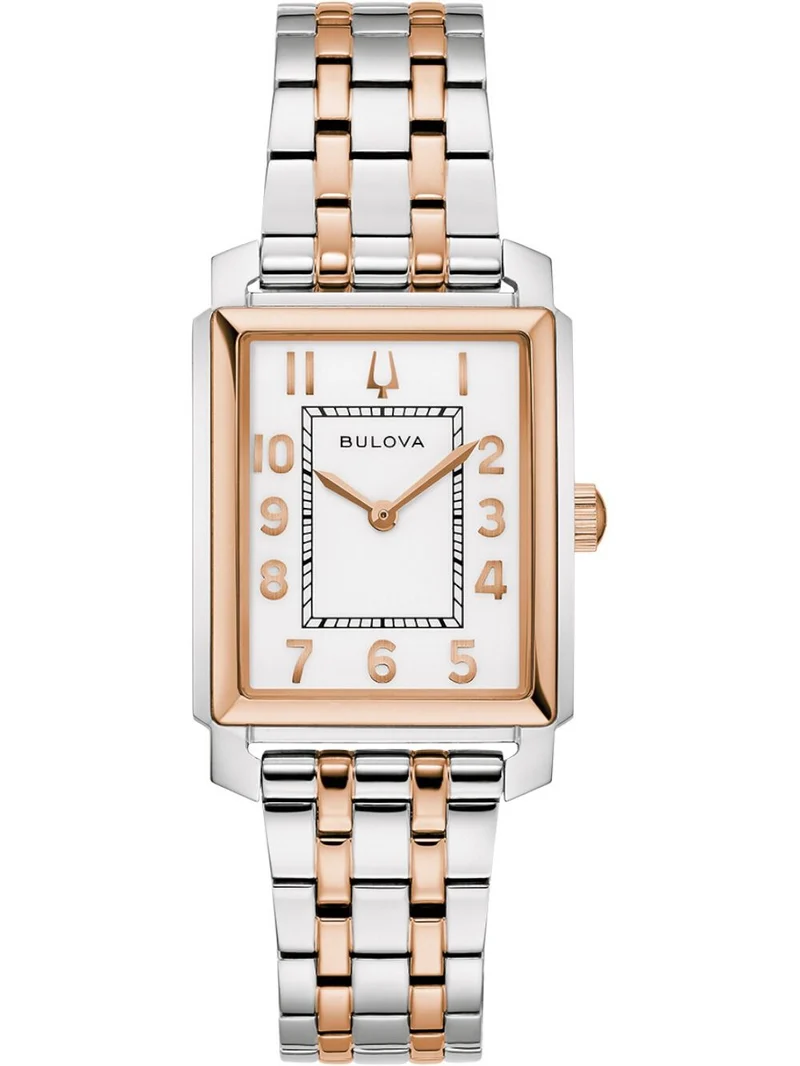 Bulova Sutton 98L328 Damen Armbanduhr Weiß • Bicolor Edelstahlarmband • Mineralglas