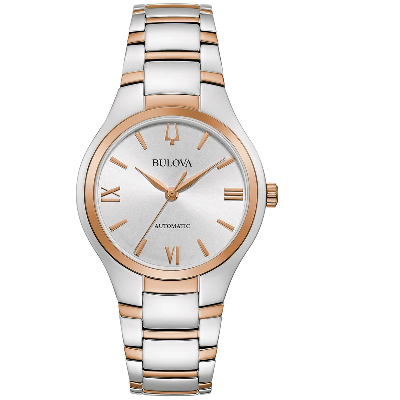 Bulova Sutton 98L313 Damenuhr Silber • Automatikwerk mit Glasboden • Bicolor Edelstahlarmband