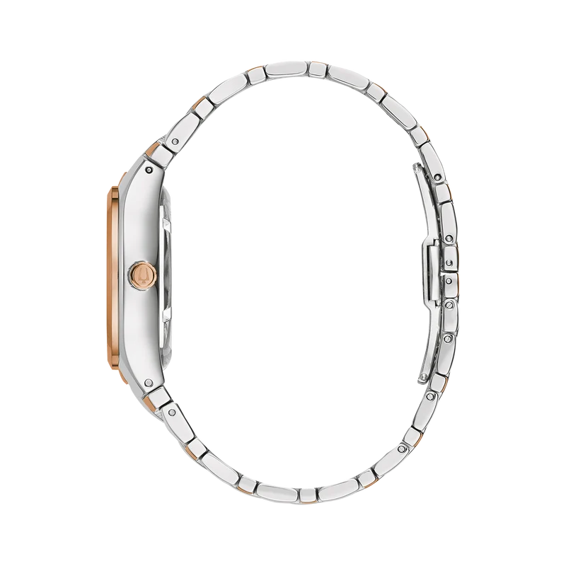 Bulova Sutton 98L313 Damenuhr Silber • Automatikwerk mit Glasboden • Bicolor Edelstahlarmband