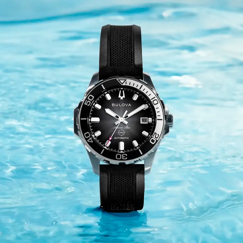 Bulova Marine Star 98B465 Herrenuhr Schwarz • Automatikwerk • Saphirglas