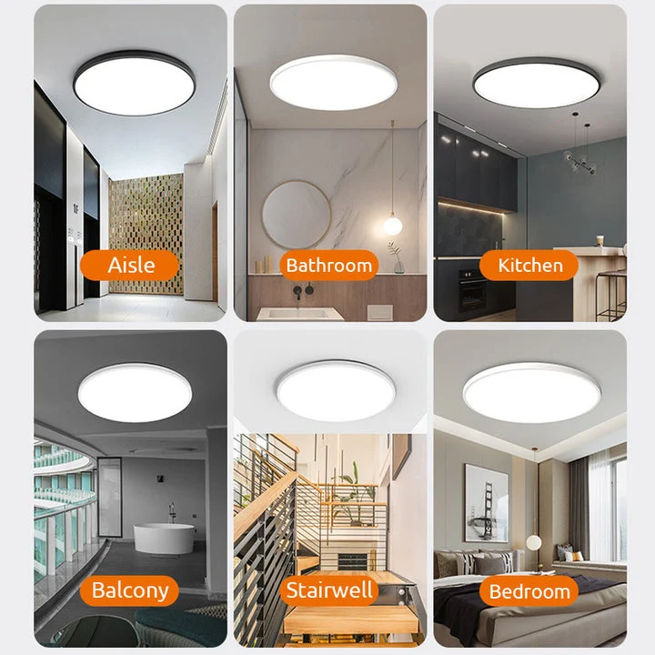 Ronde Plafondlamp Vlak Design LED Acryl Zwart Wit Goud Zilver Moderne Plafondverlichting Energiebesparend Woonkamer Slaapkamer | Sansoti