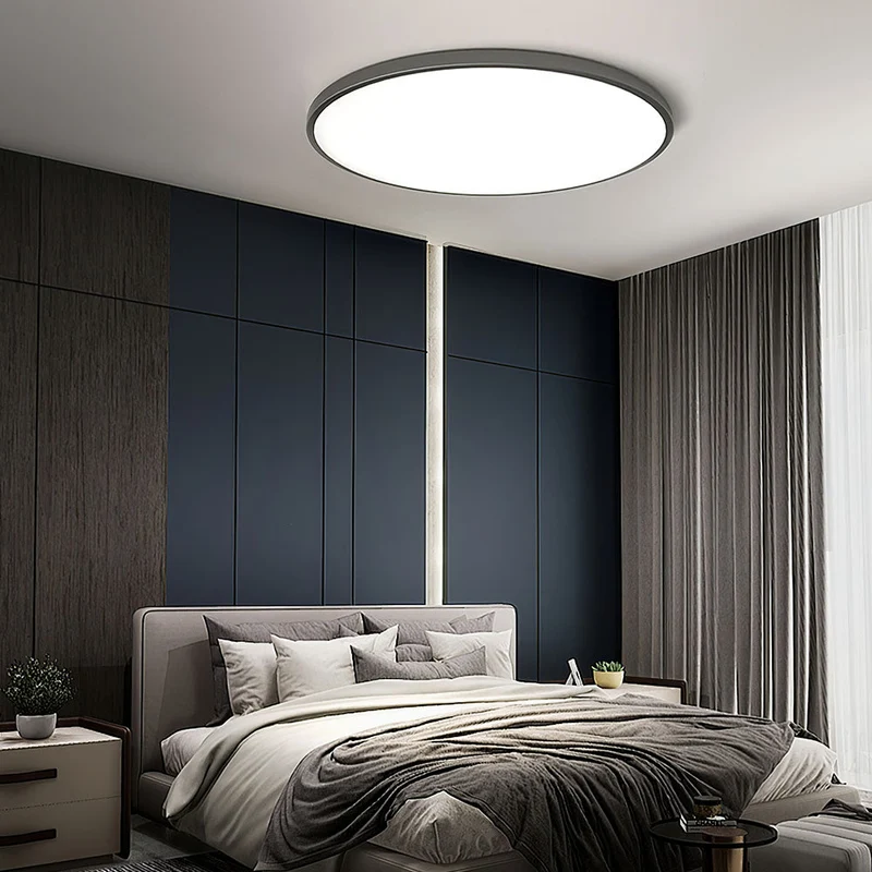 Ronde Plafondlamp Vlak Design LED Acryl Zwart Wit Goud Zilver Moderne Plafondverlichting Energiebesparend Woonkamer Slaapkamer | Sansoti