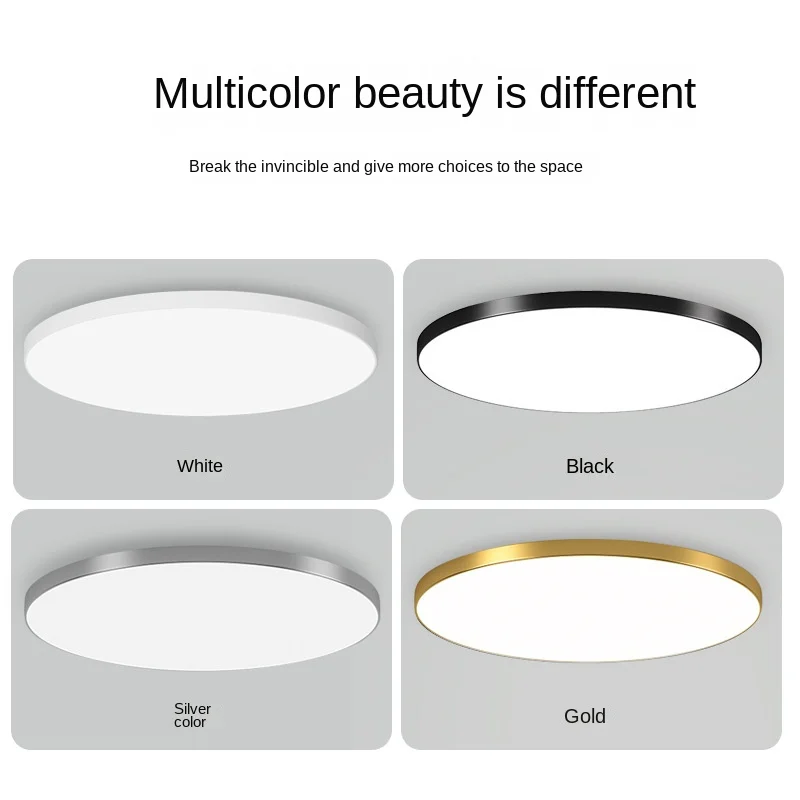 Ronde Plafondlamp Vlak Design LED Acryl Zwart Wit Goud Zilver Moderne Plafondverlichting Energiebesparend Woonkamer Slaapkamer | Sansoti