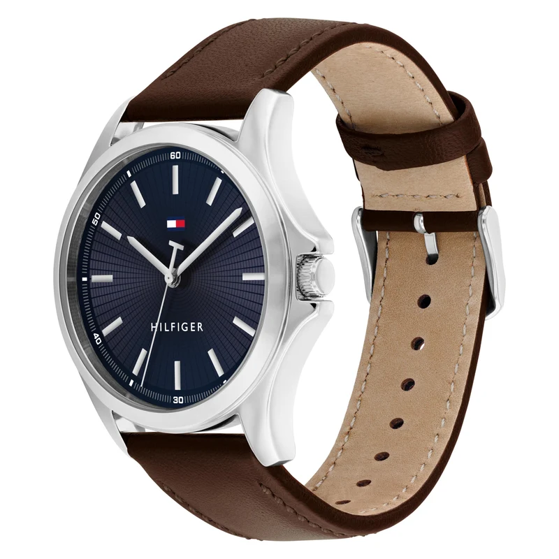 Tommy Hilfiger Bruce 1710669 Herrenuhr Blau • Echtes Lederarmband • Mineralglas