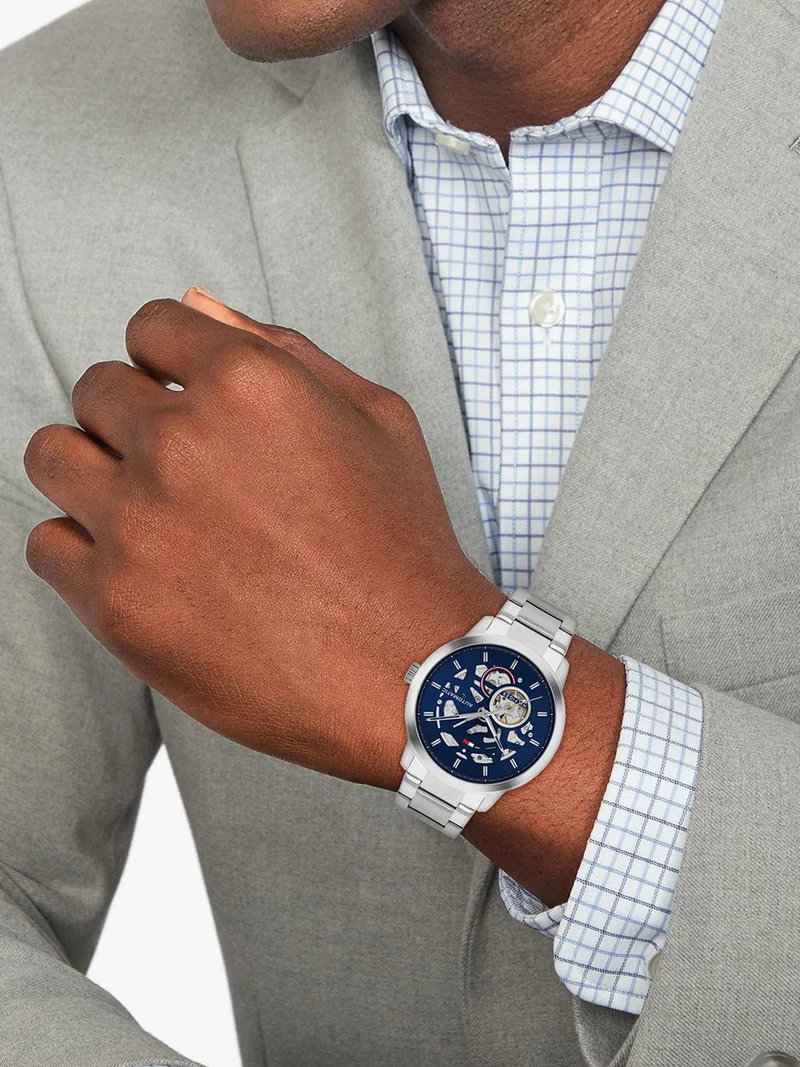 Tommy Hilfiger Henry 1710661 Herren Automatikuhr Blau • Skelett-Zifferblatt • Automatikwerk mit Sichtboden