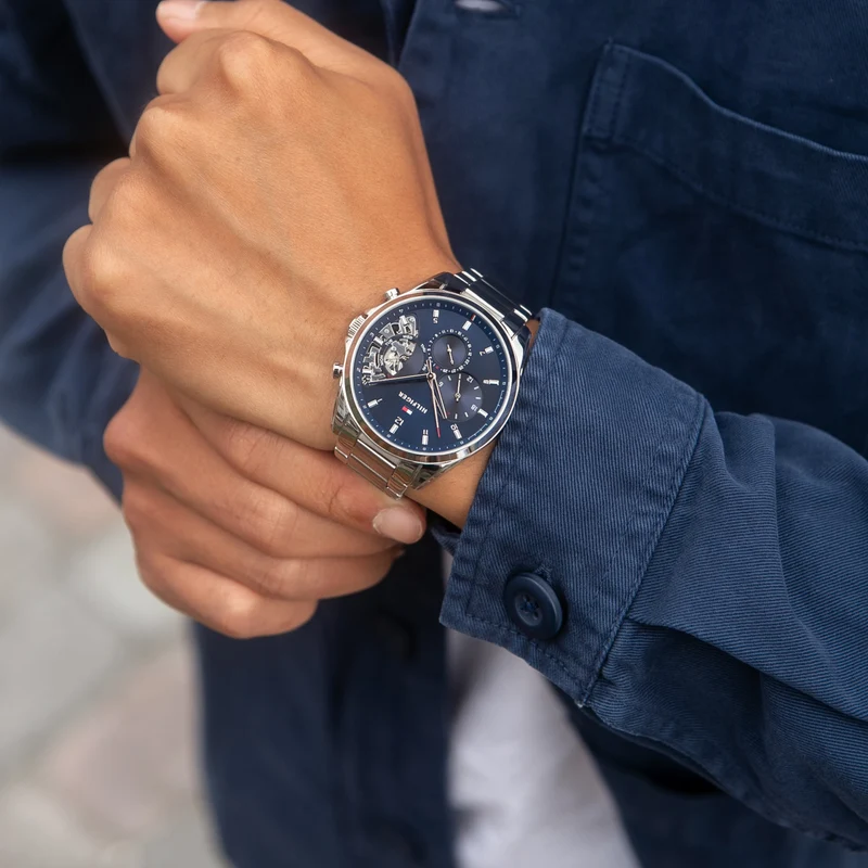 Tommy Hilfiger Baker 1710448 Herren • Chronographen-Optik mit Open Heart • 5 ATM Wasserdicht