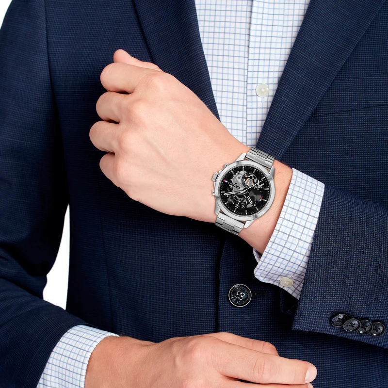 Tommy Hilfiger Henry 1710477 Herren • Skeleton-Zifferblatt • Mineralglas