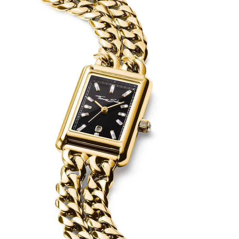 Thomas Sabo Bold Elegance WA0452-291-203 Damenuhr Schwarz • Mineralglas mit Saphirbeschichtung • Zirkonia-Steine