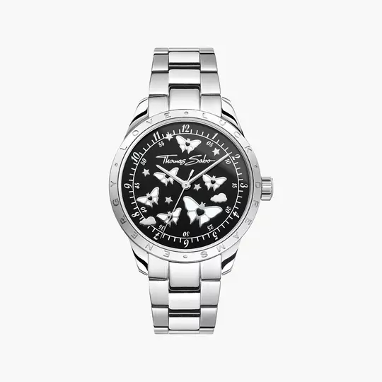 Thomas Sabo Schmetterlinge WA0432-201-203 Damenuhr Silberfarben • Lumineszierendes Zifferblatt • Saphirbeschichtetes Mineralglas