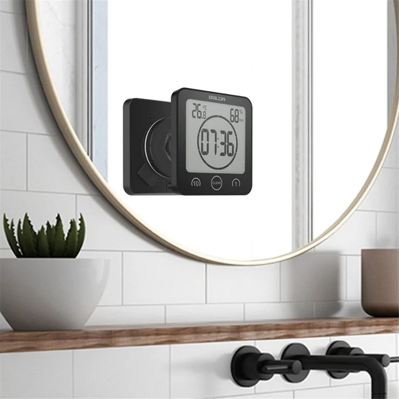 Waterdichte Badkamerklok met Zuignap 10cm Douchebestendig Tijdweergave voor Vochtige Ruimtes Douche Bad Sauna | Sansoti