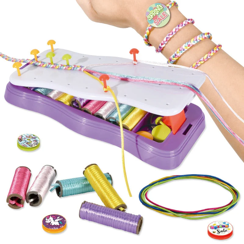 Vlechtset voor Kinderen Armbandjes Maken Creatief Speelgoed met Vlechtschijf Kralen en Accessoires DIY | Sansoti