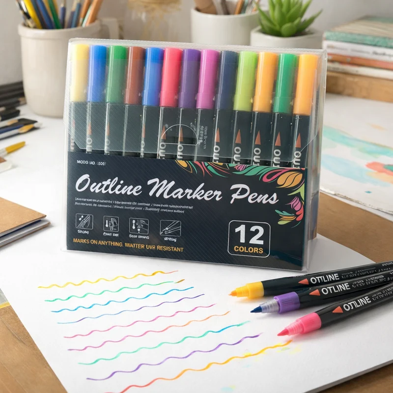 Metallic Stiften Set 12 Kleuren voor Papier Glas Kunststof Creatief Tekenen Knutselen DIY Projecten Hobby | Sansoti