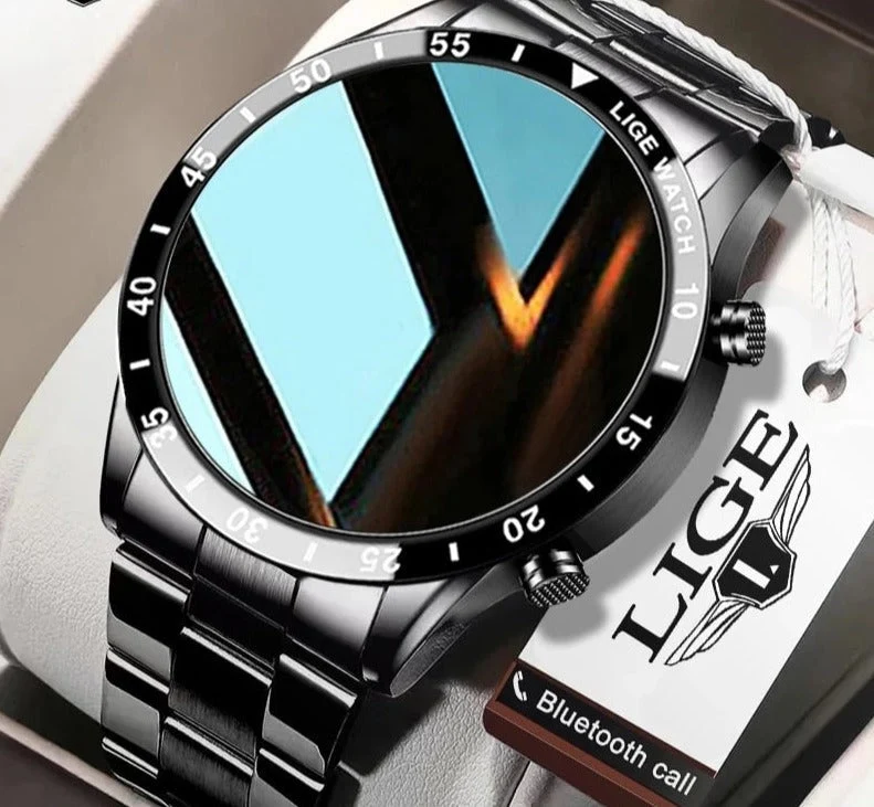 Smartwatch Multifunctioneel Rond Display Hartslagmeter Stappenteller Bluetooth Fitness Tracker Zwart Zilver | Sansoti