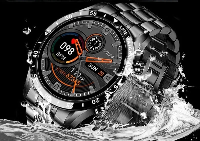 Smartwatch Multifunctioneel Rond Display Hartslagmeter Stappenteller Bluetooth Fitness Tracker Zwart Zilver | Sansoti