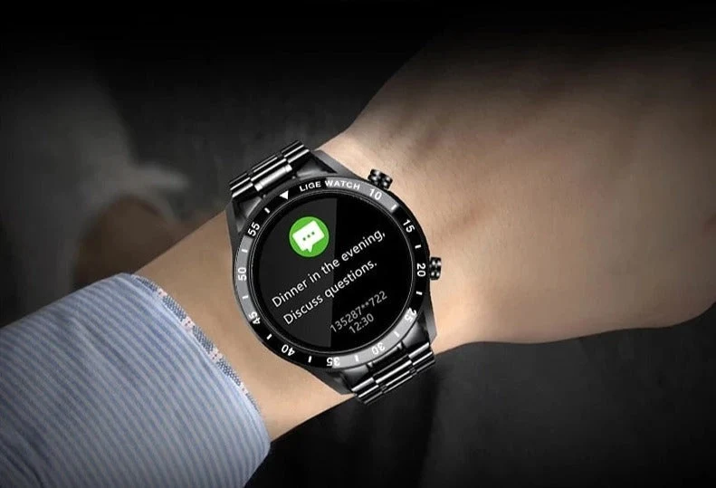 Smartwatch Multifunctioneel Rond Display Hartslagmeter Stappenteller Bluetooth Fitness Tracker Zwart Zilver | Sansoti
