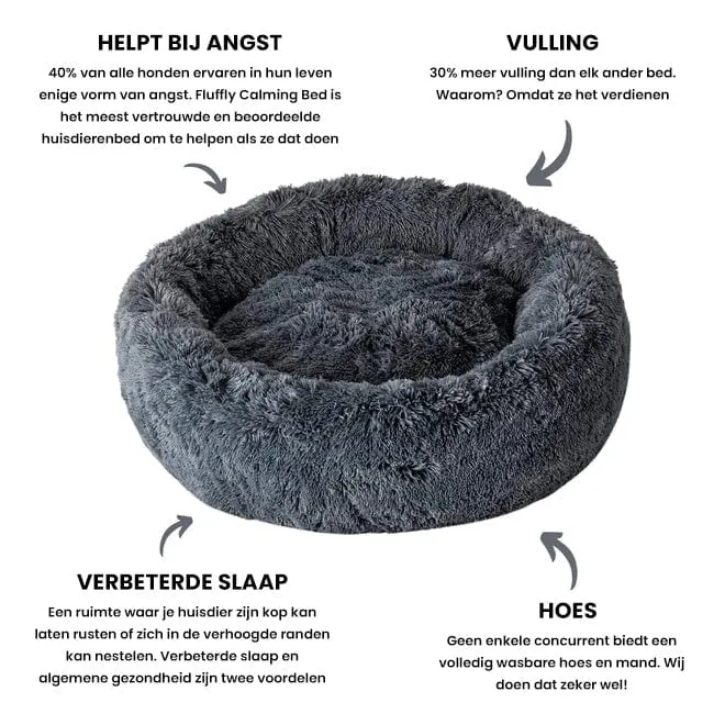 Rond Huisdiermand met Verhoogde Rand Pluche Slaapplaats Hond Kat Comfort Nest Zacht Kussen Warm Bed Rustplek | Sansoti