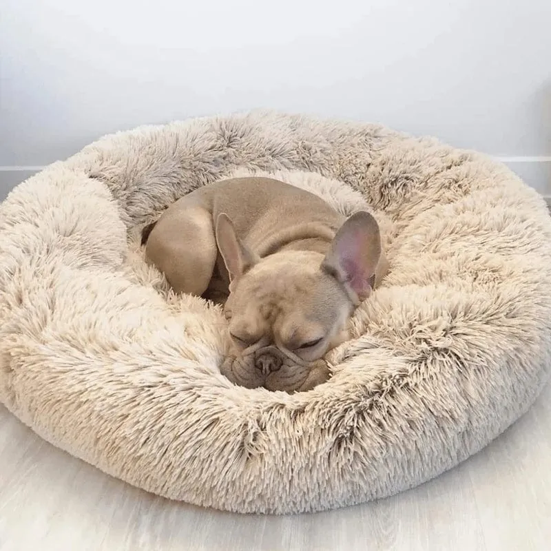 Rond Huisdiermand met Verhoogde Rand Pluche Slaapplaats Hond Kat Comfort Nest Zacht Kussen Warm Bed Rustplek | Sansoti