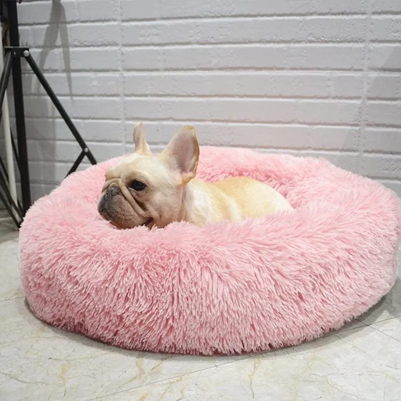 Rond Huisdiermand met Verhoogde Rand Pluche Slaapplaats Hond Kat Comfort Nest Zacht Kussen Warm Bed Rustplek | Sansoti