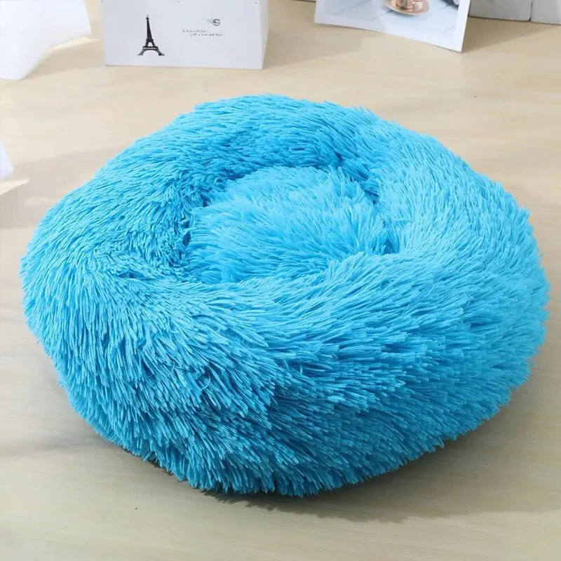 Rond Huisdiermand met Verhoogde Rand Pluche Slaapplaats Hond Kat Comfort Nest Zacht Kussen Warm Bed Rustplek | Sansoti