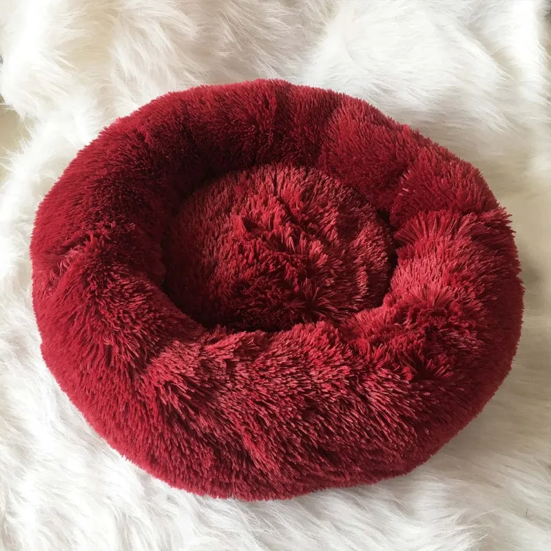 Rond Huisdiermand met Verhoogde Rand Pluche Slaapplaats Hond Kat Comfort Nest Zacht Kussen Warm Bed Rustplek | Sansoti