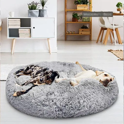 Rond Huisdiermand met Verhoogde Rand Pluche Slaapplaats Hond Kat Comfort Nest Zacht Kussen Warm Bed Rustplek | Sansoti