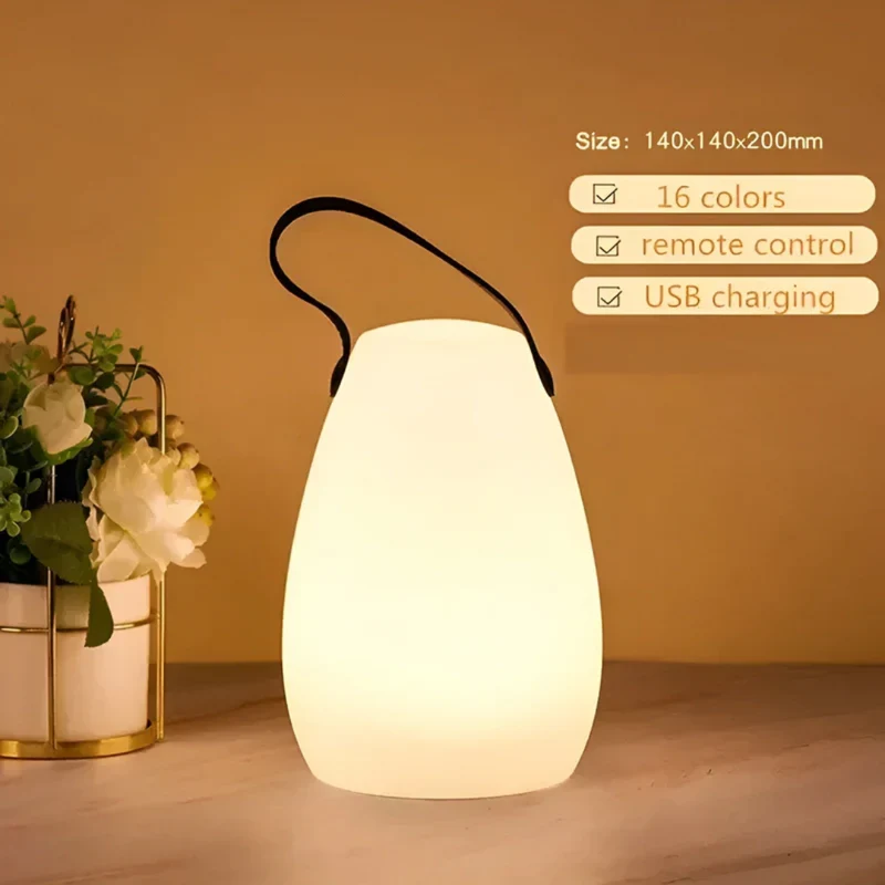 Draadloze Oplaadbare Tafellamp Waterdicht LED 16 Kleuren met Afstandsbediening voor Binnen en Buiten | Sansoti