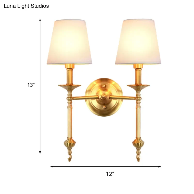 Wandlamp Messing Kegel Stoffen Kap Retro Stijl Eetkamer Slaapkamer Woonkamer Sfeerverlichting 1-2 Lampen | Sansoti