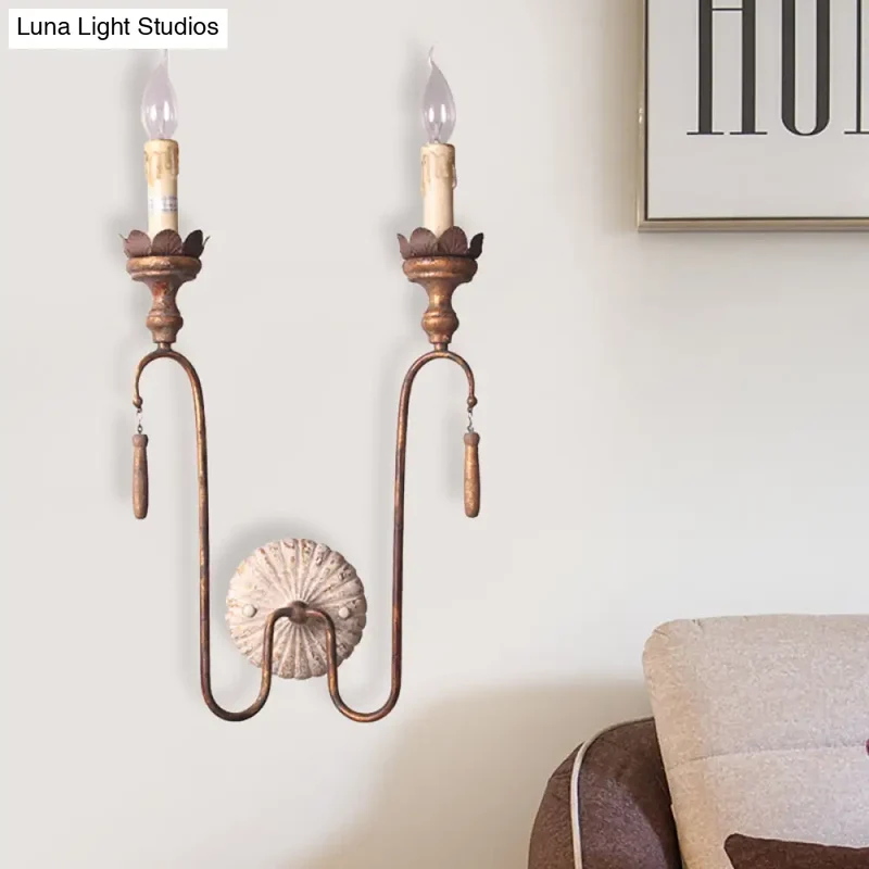 Industriële Metalen Wandlamp met Zichtbare Fitting Roestbruin 2-3 Lichtpunten Vintage Sfeerlicht Woonkamer | Sansoti