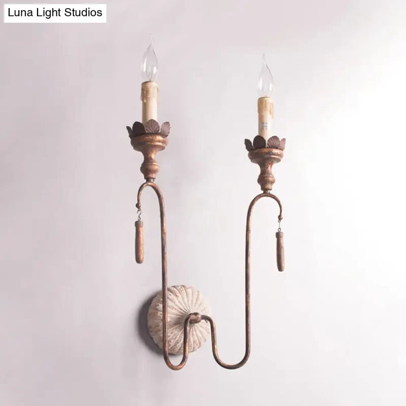 Industriële Metalen Wandlamp met Zichtbare Fitting Roestbruin 2-3 Lichtpunten Vintage Sfeerlicht Woonkamer | Sansoti