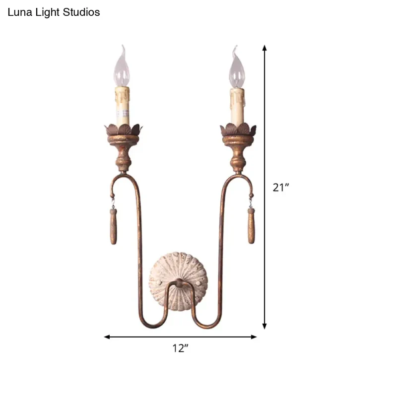 Industriële Metalen Wandlamp met Zichtbare Fitting Roestbruin 2-3 Lichtpunten Vintage Sfeerlicht Woonkamer | Sansoti