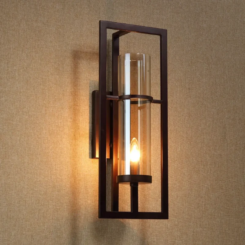 Wandlamp Zwart Met Amber Glas 21.5cm Hoog Klassiek Design Gangen Woonkamer Slaapkamer Landelijk Stijl Warm Licht | Sansoti