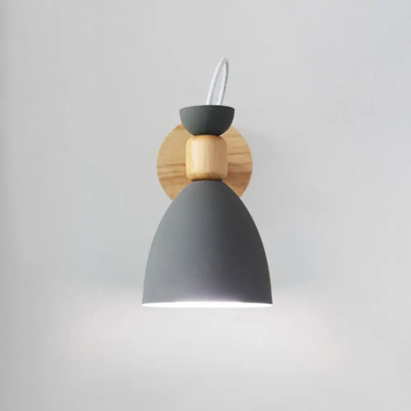 Verstelbare Wandlamp Hout en Metaal Kinderkamer Wit Grijs Groen E26 E27 Fitting Draaibare Kap Sfeervol | Sansoti