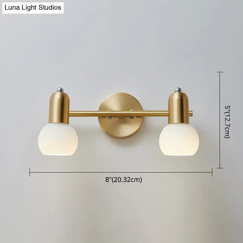 Wandlamp Spiegel Messing Glazen Kap Badkamer Hal Verlichting 2 of 3 Lichtpunten Modern Design Wandverlichting | Sansoti