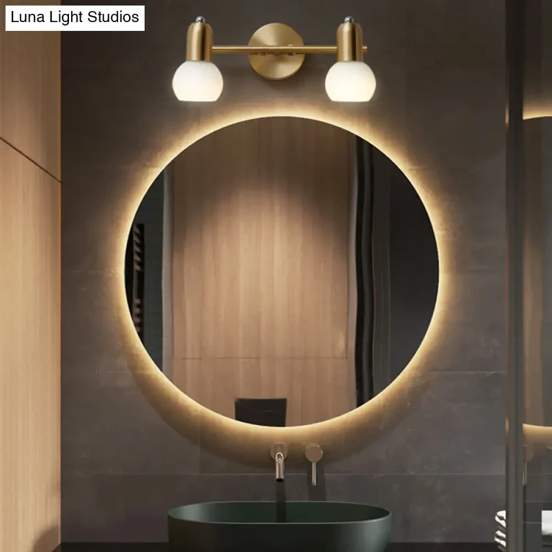 Wandlamp Spiegel Messing Glazen Kap Badkamer Hal Verlichting 2 of 3 Lichtpunten Modern Design Wandverlichting | Sansoti