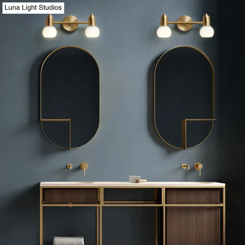 Wandlamp Spiegel Messing Glazen Kap Badkamer Hal Verlichting 2 of 3 Lichtpunten Modern Design Wandverlichting | Sansoti