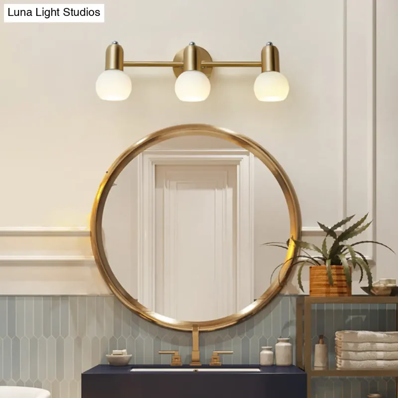 Wandlamp Spiegel Messing Glazen Kap Badkamer Hal Verlichting 2 of 3 Lichtpunten Modern Design Wandverlichting | Sansoti
