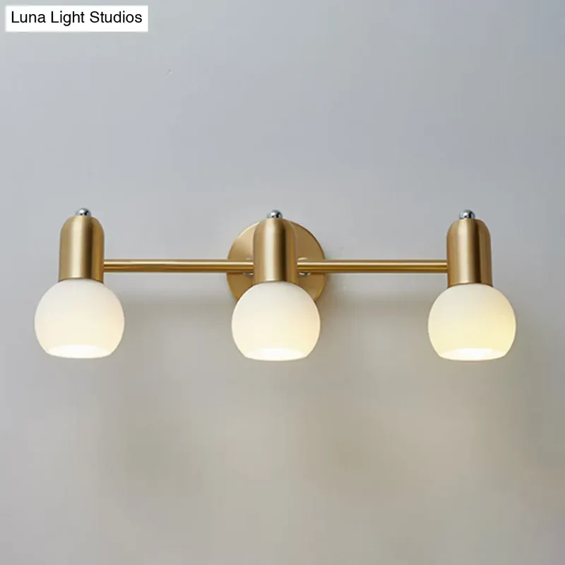 Wandlamp Spiegel Messing Glazen Kap Badkamer Hal Verlichting 2 of 3 Lichtpunten Modern Design Wandverlichting | Sansoti