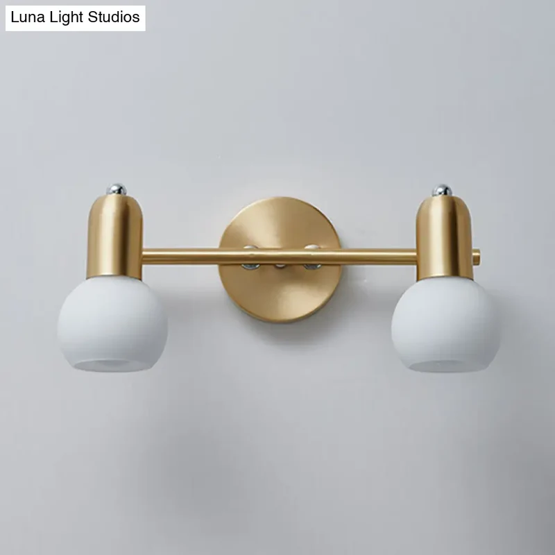 Wandlamp Spiegel Messing Glazen Kap Badkamer Hal Verlichting 2 of 3 Lichtpunten Modern Design Wandverlichting | Sansoti