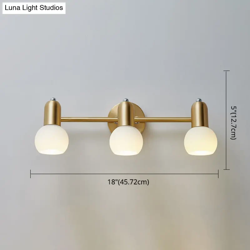 Wandlamp Spiegel Messing Glazen Kap Badkamer Hal Verlichting 2 of 3 Lichtpunten Modern Design Wandverlichting | Sansoti