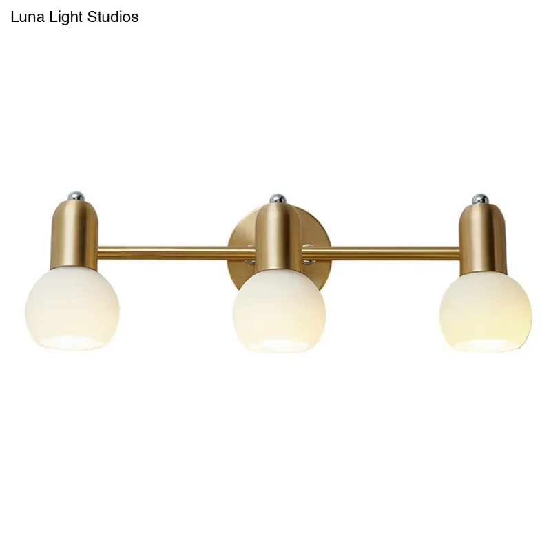 Wandlamp Spiegel Messing Glazen Kap Badkamer Hal Verlichting 2 of 3 Lichtpunten Modern Design Wandverlichting | Sansoti