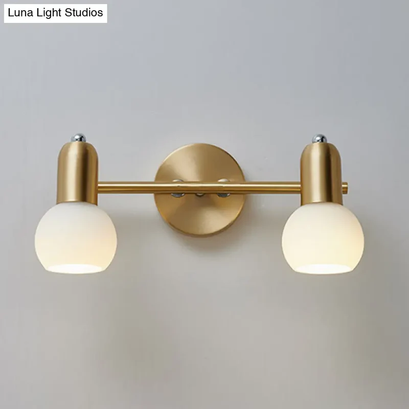Wandlamp Spiegel Messing Glazen Kap Badkamer Hal Verlichting 2 of 3 Lichtpunten Modern Design Wandverlichting | Sansoti