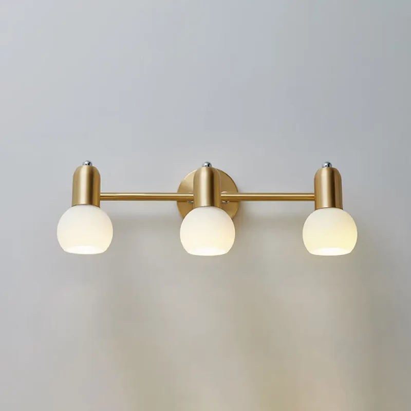 Wandlamp Spiegel Messing Glazen Kap Badkamer Hal Verlichting 2 of 3 Lichtpunten Modern Design Wandverlichting | Sansoti