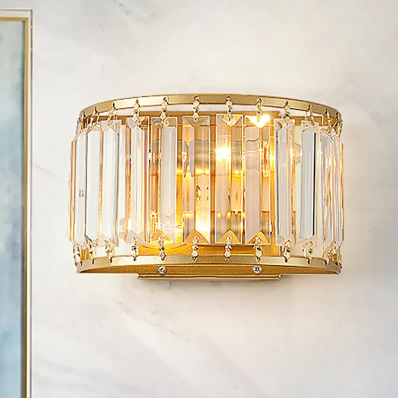 Wandlamp Kristal Messing Cilindervorm E12 E14 Fitting Woonkamer Slaapkamer Verlichting Modern Design Goud | Sansoti
