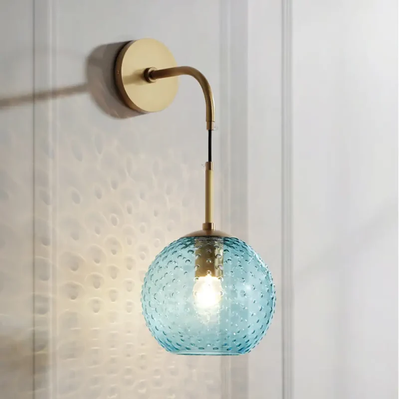 Glazen Bol Wandlamp met Messing Afwerking Retro Design 75cm Hoog E26 E27 Fitting Vintage Sfeerverlichting | Sansoti