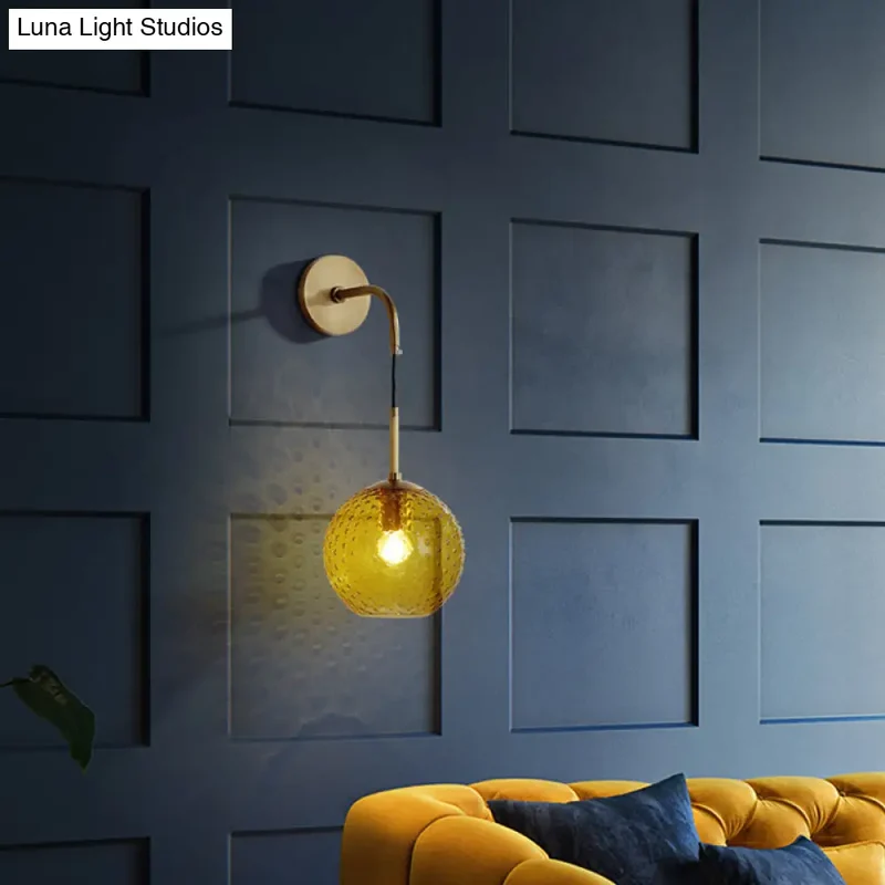 Glazen Bol Wandlamp met Messing Afwerking Retro Design 75cm Hoog E26 E27 Fitting Vintage Sfeerverlichting | Sansoti