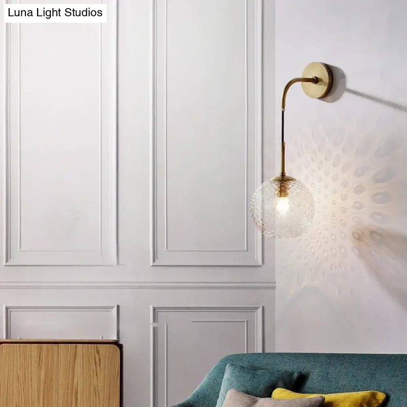 Glazen Bol Wandlamp met Messing Afwerking Retro Design 75cm Hoog E26 E27 Fitting Vintage Sfeerverlichting | Sansoti