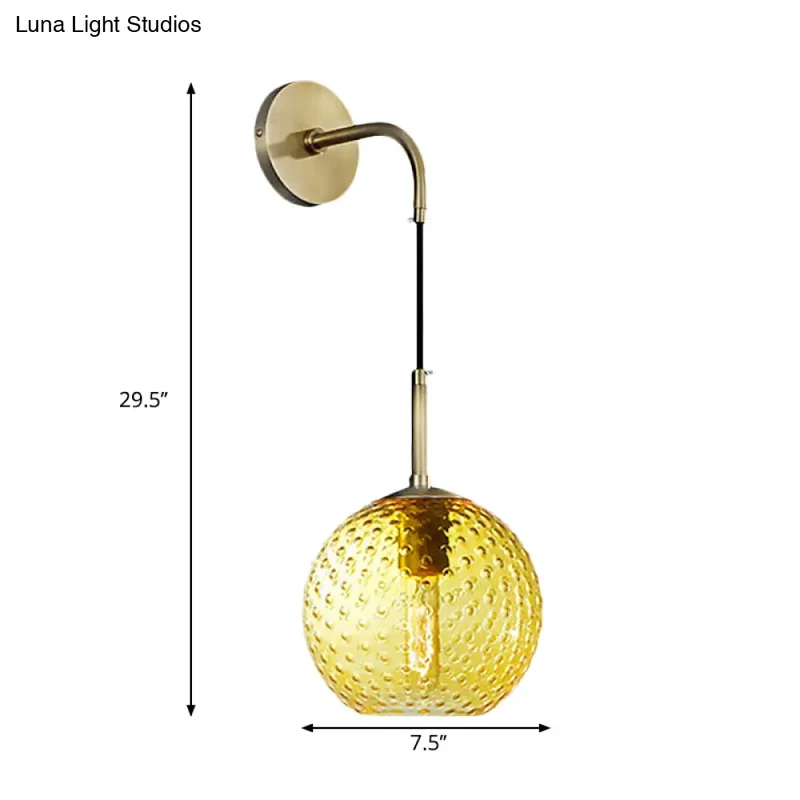 Glazen Bol Wandlamp met Messing Afwerking Retro Design 75cm Hoog E26 E27 Fitting Vintage Sfeerverlichting | Sansoti