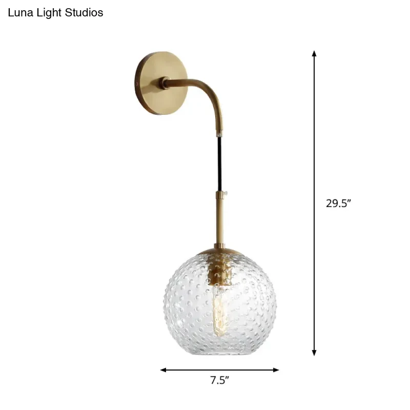 Glazen Bol Wandlamp met Messing Afwerking Retro Design 75cm Hoog E26 E27 Fitting Vintage Sfeerverlichting | Sansoti