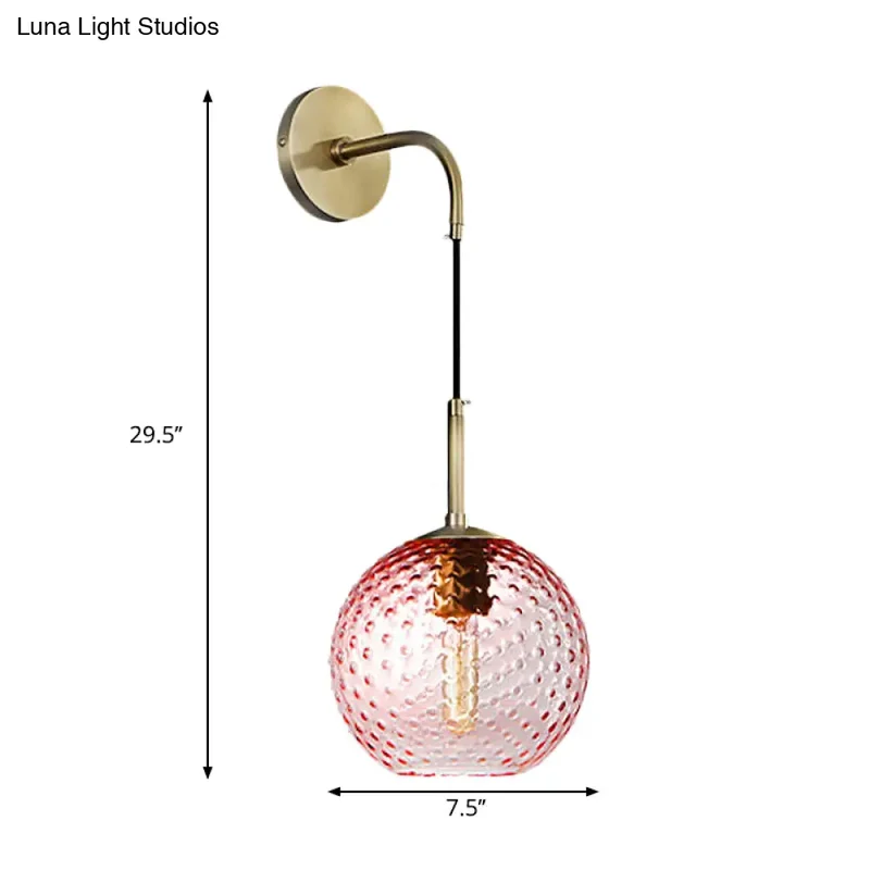 Glazen Bol Wandlamp met Messing Afwerking Retro Design 75cm Hoog E26 E27 Fitting Vintage Sfeerverlichting | Sansoti