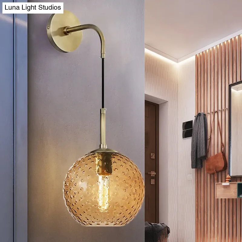 Glazen Bol Wandlamp met Messing Afwerking Retro Design 75cm Hoog E26 E27 Fitting Vintage Sfeerverlichting | Sansoti